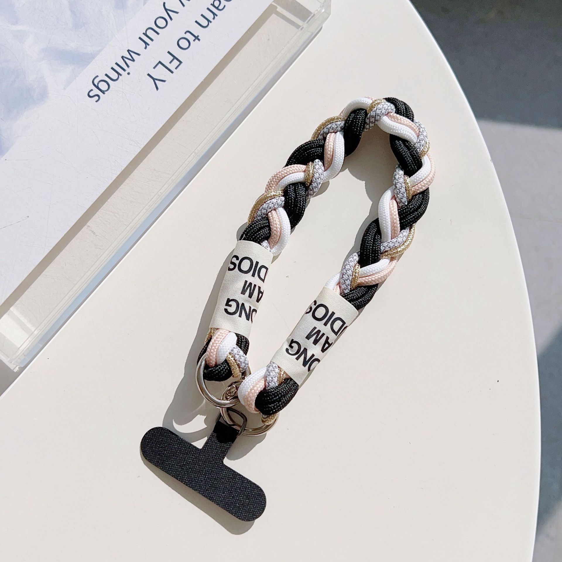 Creativo de color 6 hebras de tejido amor casca de teléfono móvil cadena cola de caballo universal cuerda corta cuerda de teléfono móvil ins viento