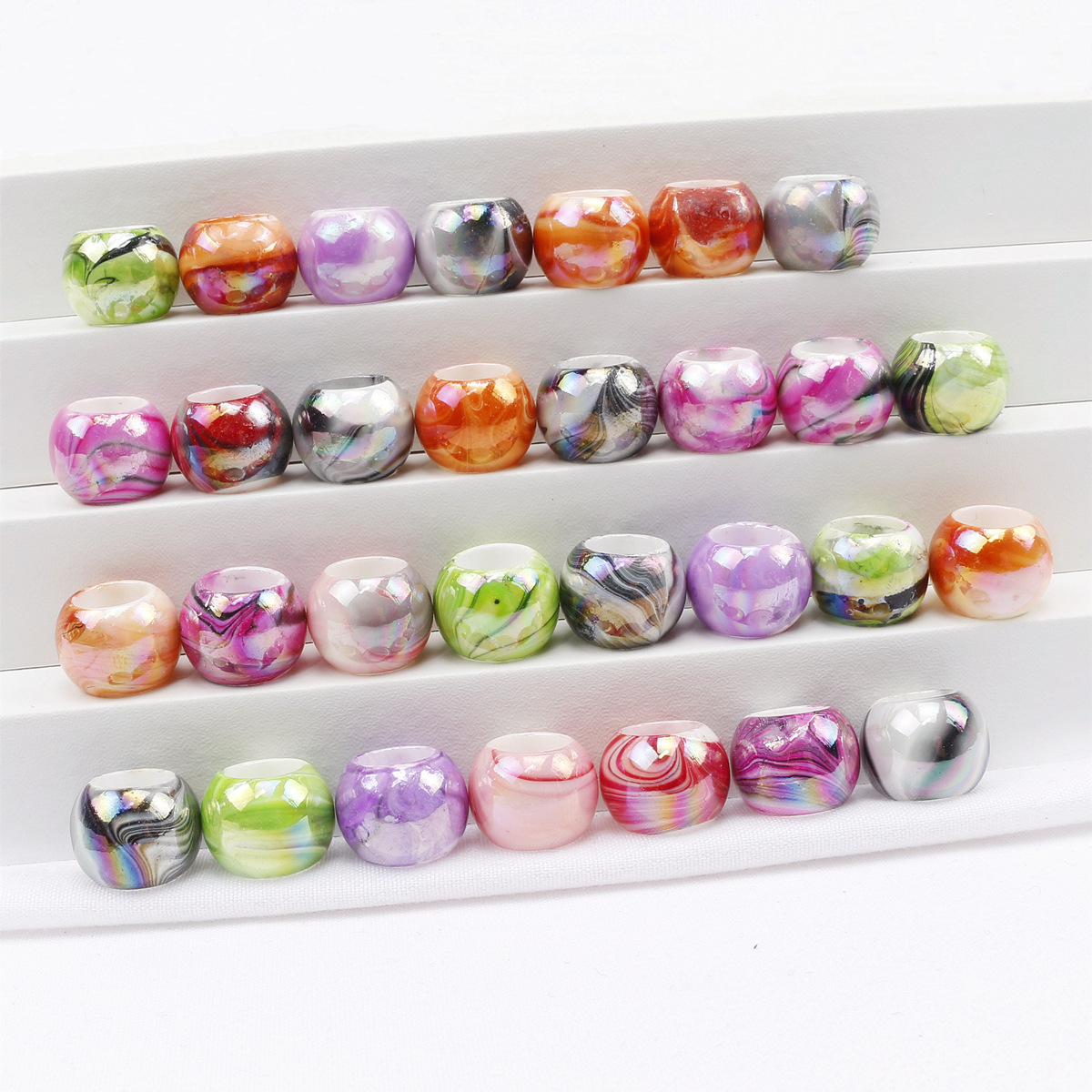 Peluca de joyería hebilla de color líquido sucio trenza anillo de pelo borla cuentas de agujeros grandes mezcladas cuentas sueltas cuentas de acrílico de plástico