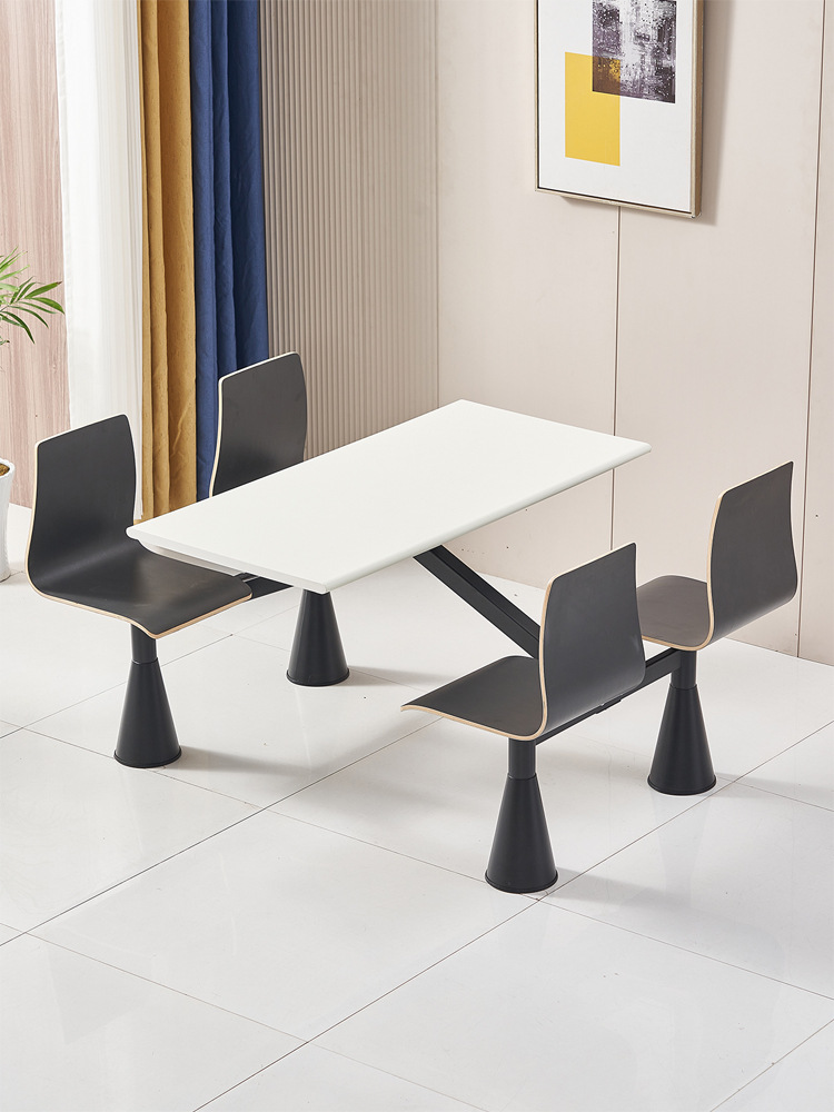 Cafeteria modular fast-food table and chair sets available&mdash;school dining hall table and chair combinations for 4 or 6 people, suitable for students, staff, and corporate use