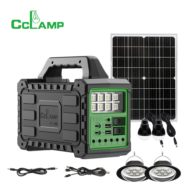 CCLAMP Solar Charging Treasure Emergencia iluminación LED salida de alimentación portátil al aire libre USB carga rápida