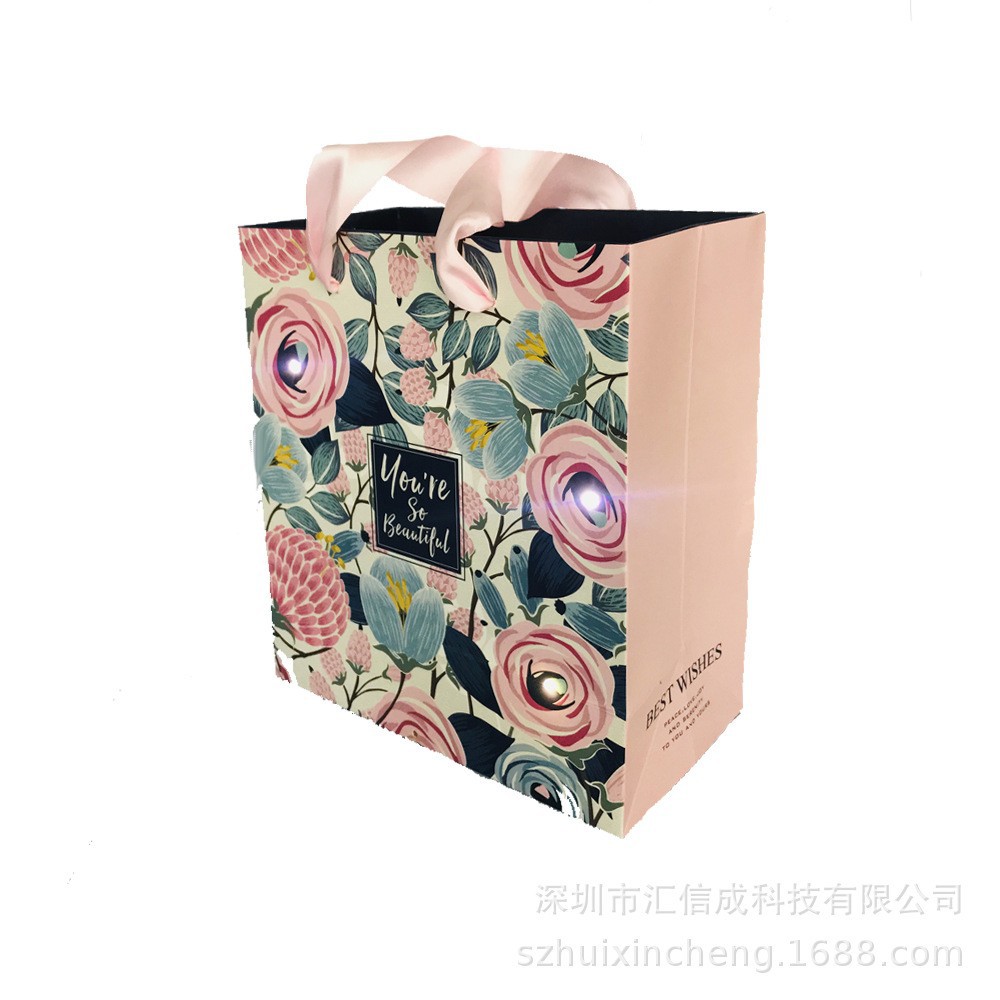 新款创意LED灯圣诞节日发光礼品袋手提袋精美服装袋