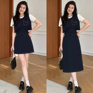 Summer Fashion Set for Women: Stylish Two-Piece T-Shirt + High-Waisted Long and Short Skirt Pants for Commuting