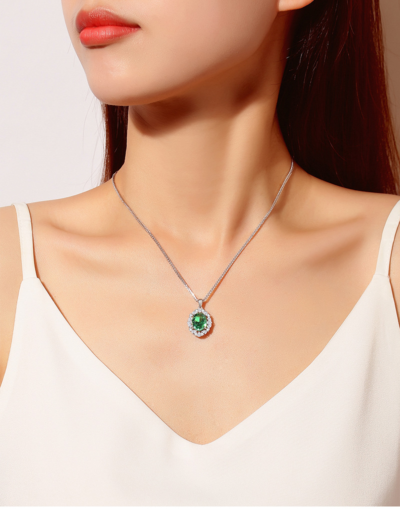 Rhodium Plated Plating Material 1 Piece 925 Sterling Silver Geometric Zircon High Carbon Diamond 925 Sterling Silver Cable Chain Pendant Necklace