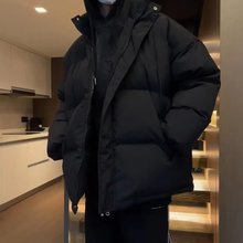 情侣冬装外套高级感棉服2023新款潮牌潮流棉袄纯色立领宽松棉衣男