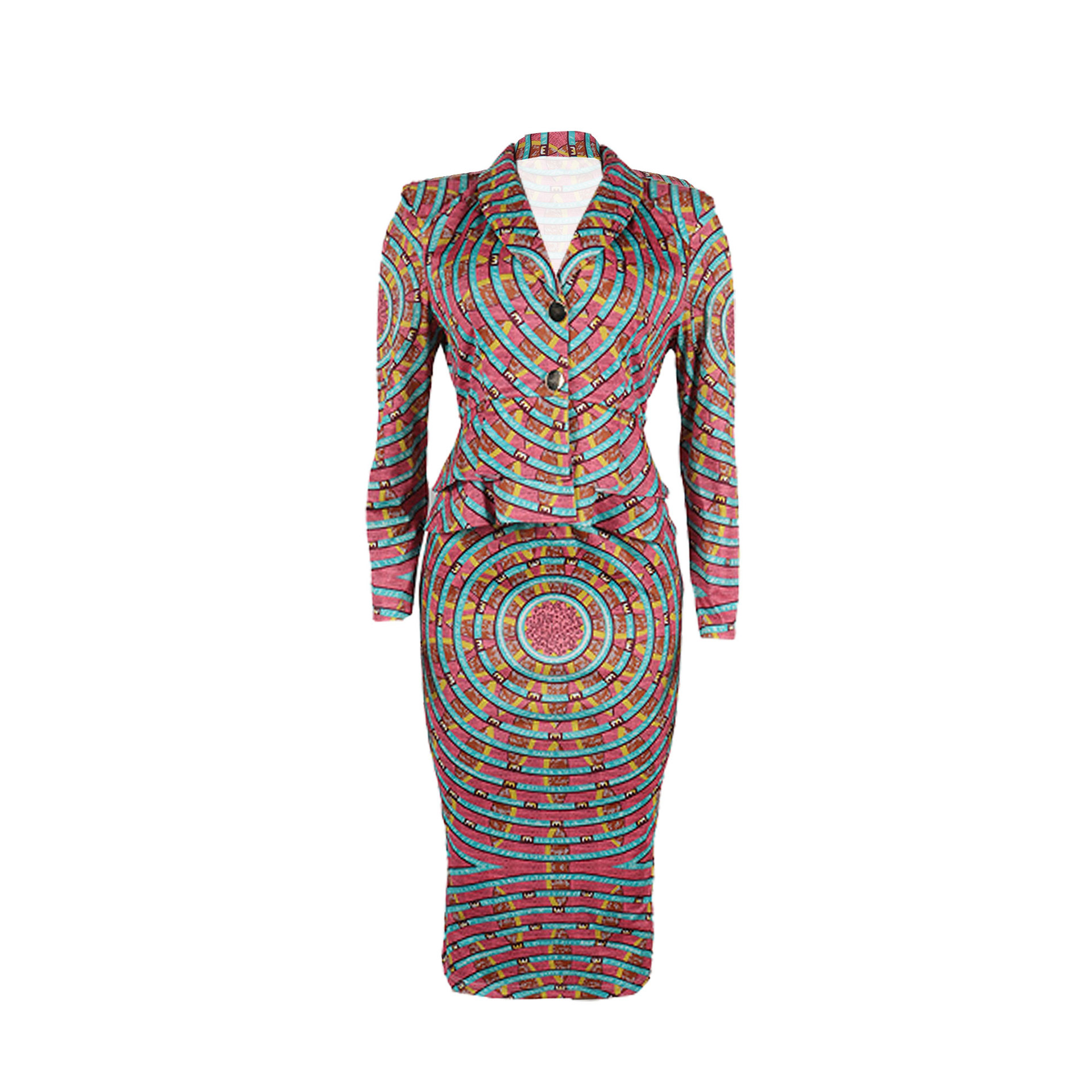 Women Spring Printed Top Hip Skirt Set