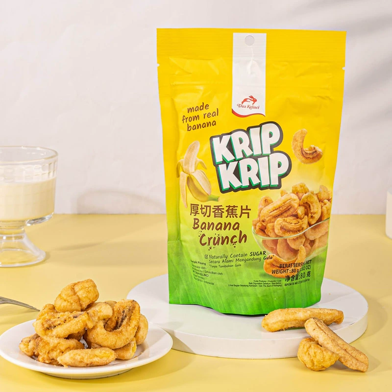 Импортировано из Индонезии, красно-белые банановые чипсы толстого нареза кролика — вкусные, сладкие и хрустящие, хрустящие закуски, которые удовлетворят тягу к еде, 80 г.