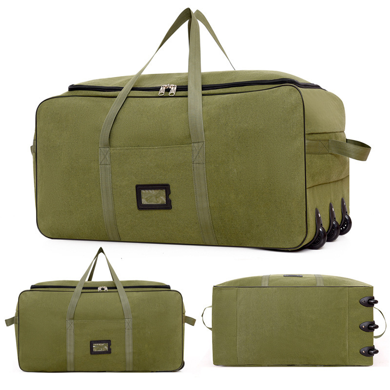 Canvas Large Capacity Air Shipping Bag Folding Wheel Travel Bag Home Moving Bag Work Studying Abroad Luggage Bag