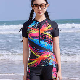 2025夏季新款连体泳衣女修身显瘦速干防晒游泳衣平角裤高级感泳装