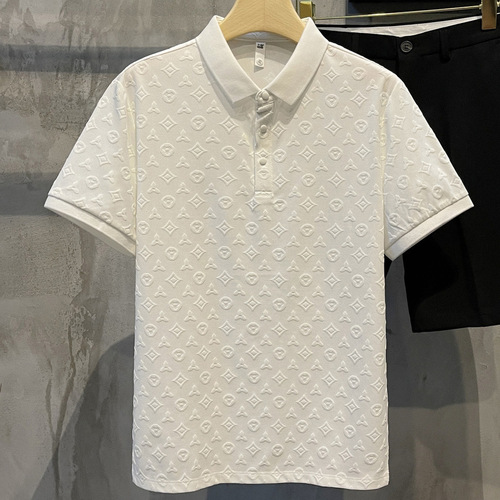 Fashionable light luxury summer jacquard casual short-sleeved POLO shirt men's new comfortable breathable youth lapel half-sleeved T-shirt