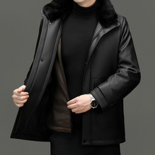 品牌真皮皮衣外套男士绵羊皮夹克高端可拆卸水貂毛内胆毛领茄克厚