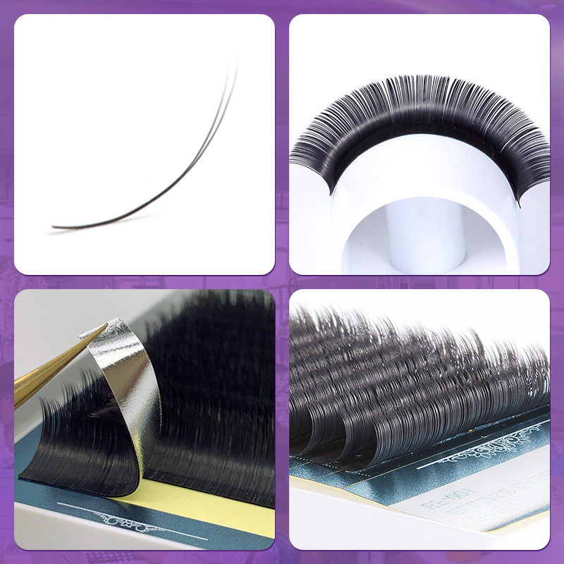 Fábrica de 12 filas de pestañas densas de una sola raíz 0.15 pestañas falsas gruesas de gran capacidad de injerto de pestañas planas al por mayor