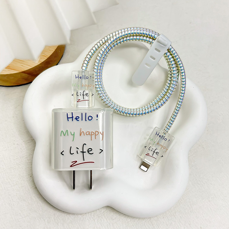 Funda protectora transparente para cargador Apple de 20/18W, protector de cabezal de carga, protector de cable para cable de datos 16/15, vida útil.