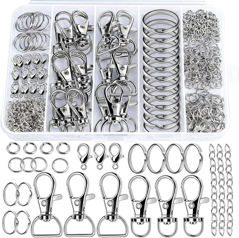 Amazon DIY Keychain Clip 524 Pieces Key Chain Ring Lanyard Clip Metal Key Chain Hook Key Ring Pendant
