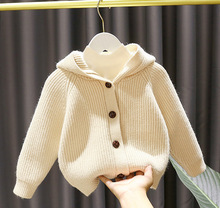 1-7歲女寶寶毛衣女嬰兒秋冬裝新款3女童連帽螺紋針織外套