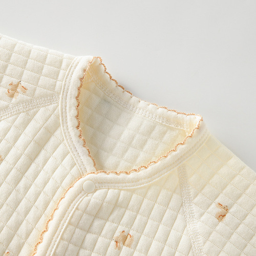 Autumn and winter baby jumpsuits with front opening, long-sleeved robes, thickened quilted newborns, male and female babies, warm crawling clothes