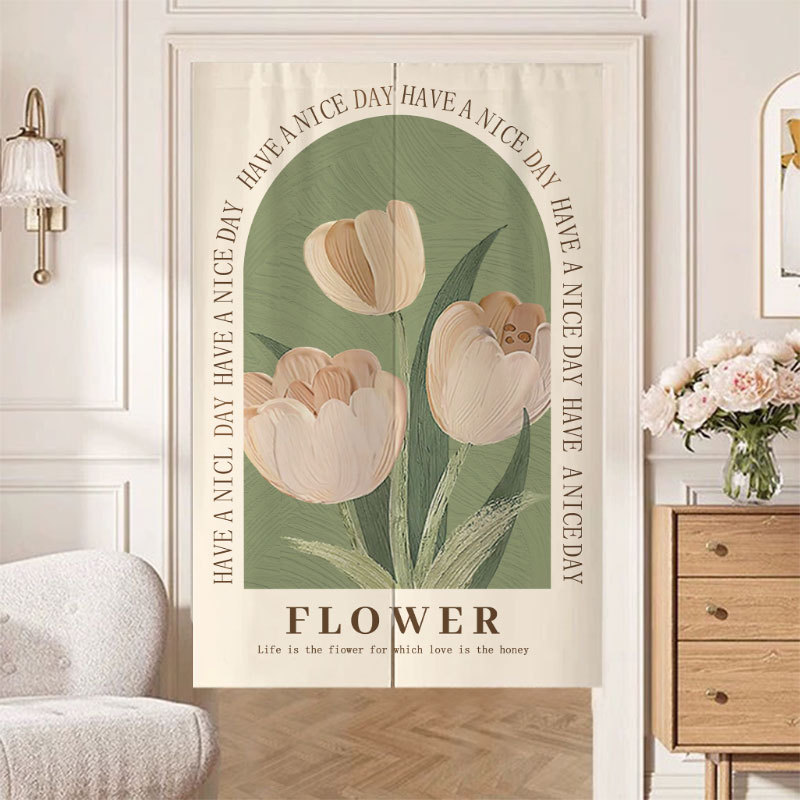 French Oil Painting Cream Style Door Curtain Partition Curtain Bedroom Room Bathroom Toilet Door Curtain Kitchen Half Curtain