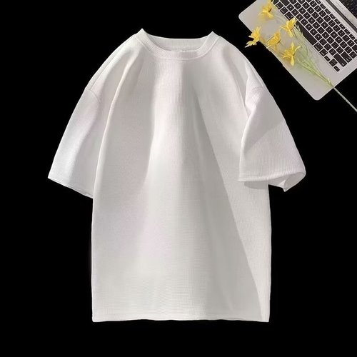 2025 New Summer Loose Trend 5/8 Sleeve Honeycomb Short-Sleeve T-Shirt for Men and Women, Casual and Versatile T-Shirt