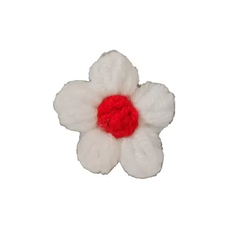 Little puff-white flower and red heart