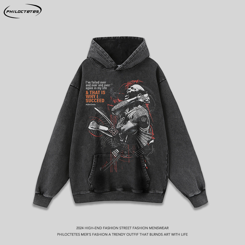 European and American High Street Hip Hop Direct Injection Star Printed Heavy Hooded Sweater Men's and Women's Hiphop Wash Water Dressed Long Sleeve Shirt European and American High Street Hip Hop Direct Injection Star Printed Heavy Hooded Sweater Men's and Women's Hiphop Wash Water Dressed Long Sleeve Shirt