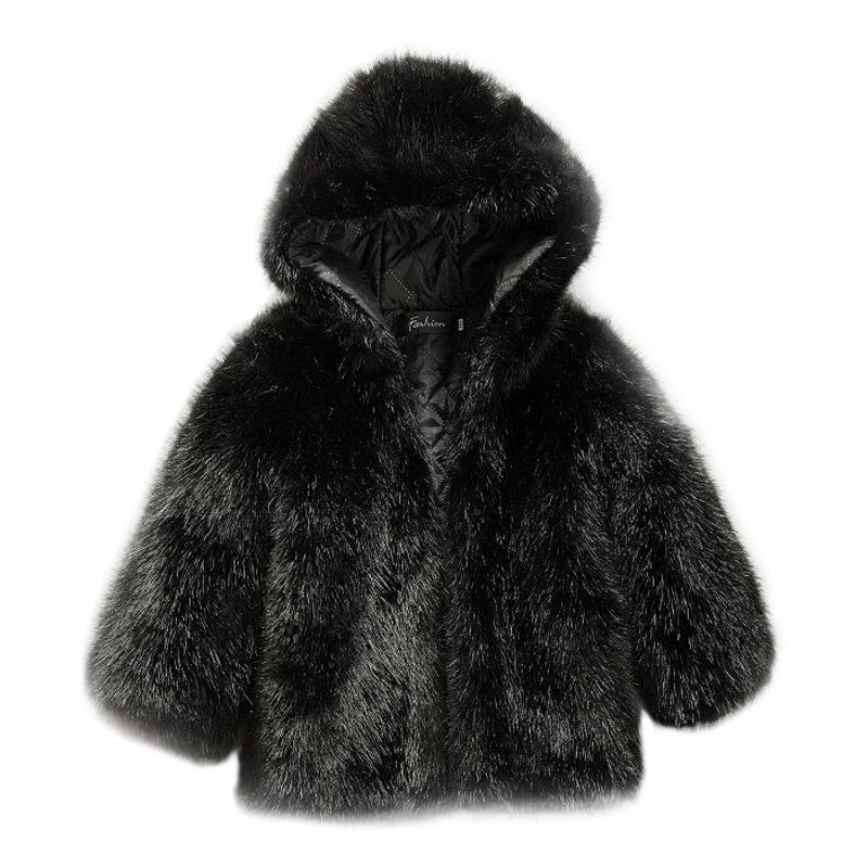 Детская хлопковая куртка на осень-зиму 205 в корейском стиле для мальчиков и девочек, с капюшоном из искусственного меха под норку, короткий меховой свитер для малышей