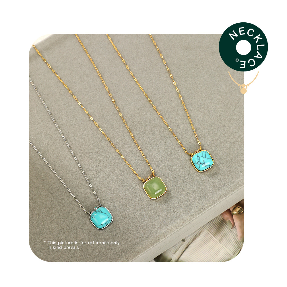 Fashion Geometric Stainless Steel Plating Turquoise Pendant Necklace 1 Piece