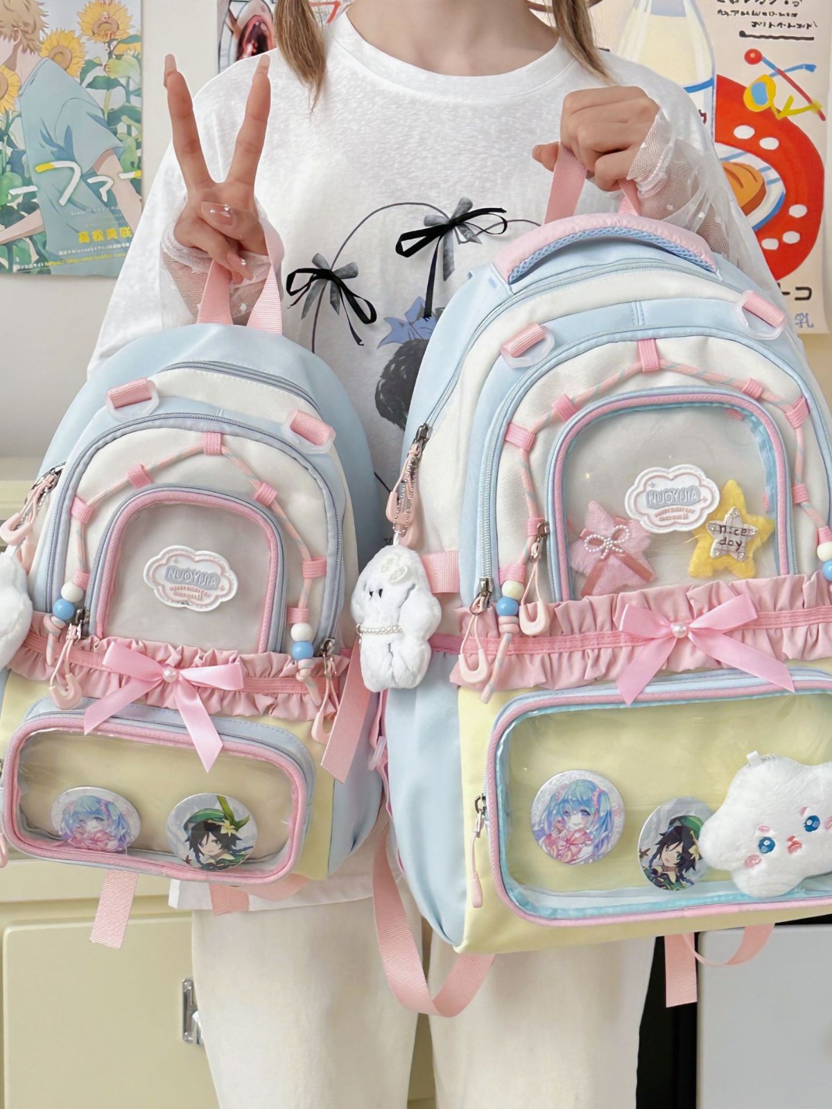 Bolsa de dolor de hombro de arco japonés de color contraste, bolsa de dolor de alta calidad, bolsa de dolor de alta capacidad, bolsa de dolor transparente