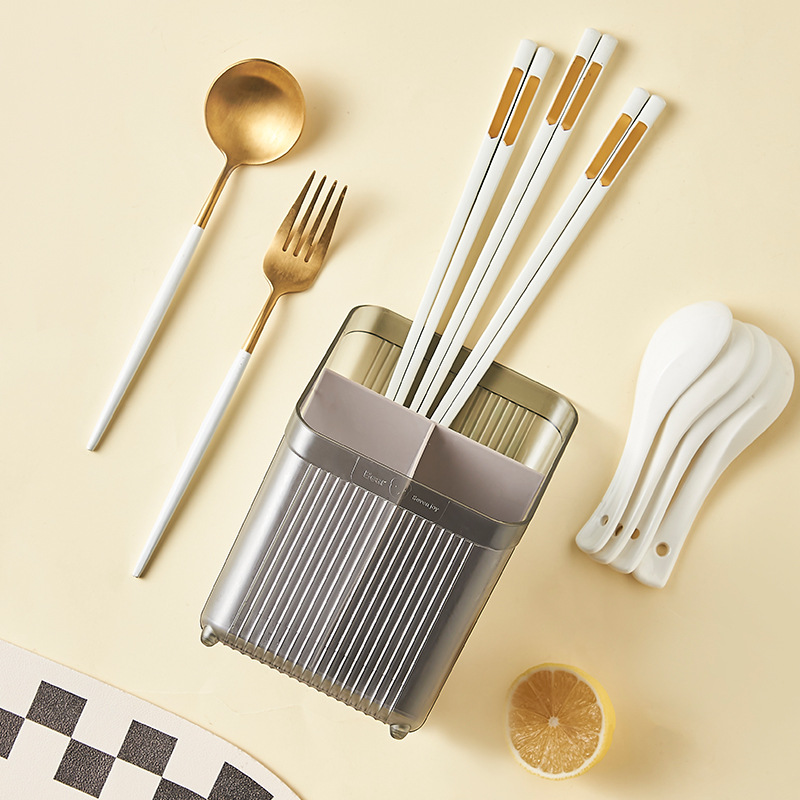 Dustproof chopsticks for home use, spoon, tableware, transparent storage box, drying rack