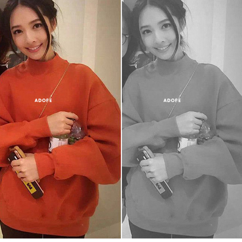 Sudadera con Forro Polar para Mujer, Estilo Coreano, Otoño-Invierno 2025, Holgada, Cuello Medio Alto, Verde, con Letras, para Estudiantes