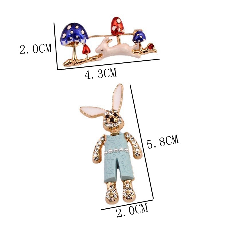 Cute Rabbit Mushroom Alloy Enamel Rhinestones Women's Brooches display picture 1