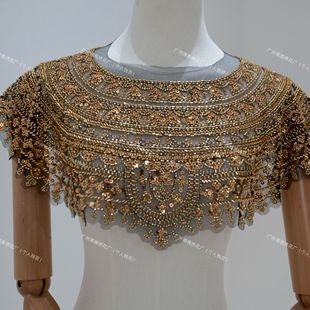 Black Gold Collar Flower Fake Collar Accessories Dress Dress Shawl Decorative Applique Cuffs Set DIY Dress Sequins