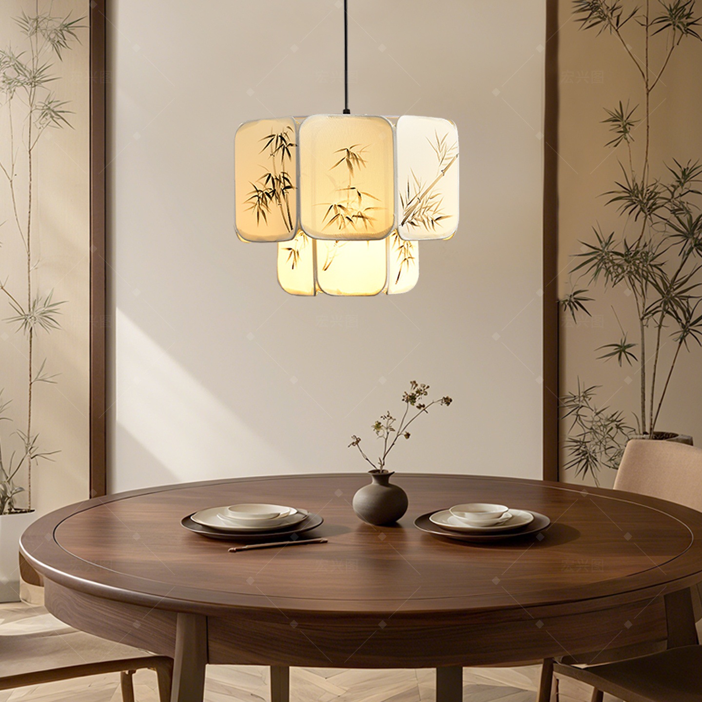 Nuevo estilo chino dormitorio sala de estar lámpara Zen tela sala retro estudio armario sala de té comedor decoración lámparas