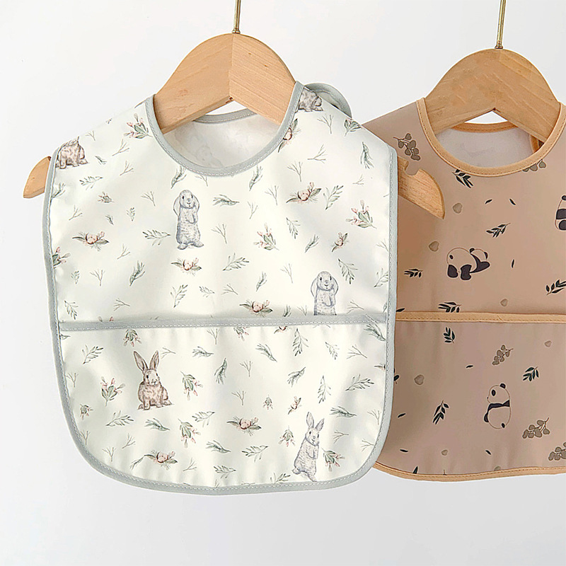 Danish baby anti-dressing children's coverall baby PU waterproof bib kindergarten baby eating complementary food Anti-dirty clothes