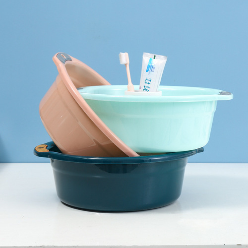 Huisi household large double-ear washbasin thickened plastic basin baby bathtub footbath laundry basin