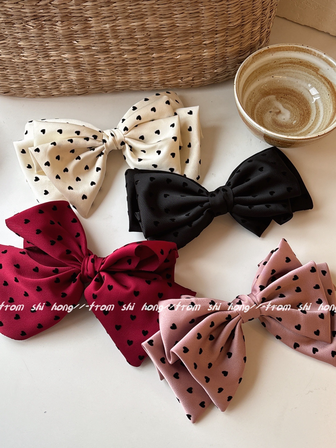 38g Weight Hair Clip Hair Accessories Type 1 Piece Quantity Daily Occasion Cloth Material Heart Shape, Bow Knot Pattern All Seasons Season Women's Gender IG Style, Sweet Style IG Style Sweet Women's Heart Shape Bow Knot Cloth Hair Clip 7