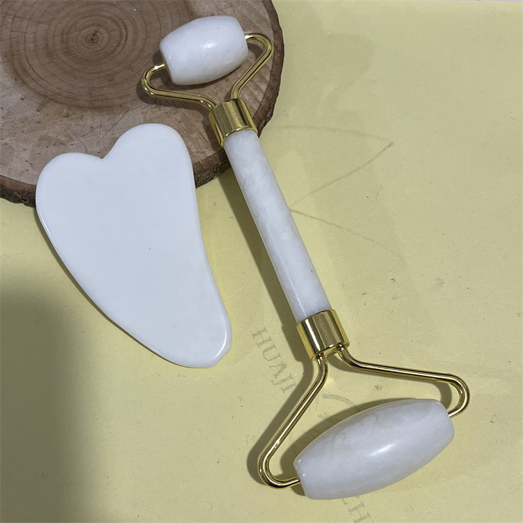 Rodillo de jade natural belleza contenedor blanco Jade raspado placa traje xiuyan Jade negro masajeador facial raspado placa