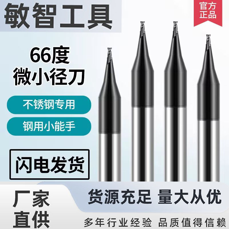厂家直售66度黑色钨钢铣刀纳米涂层2刃平刀微小径铣刀硬质合金