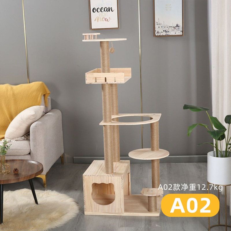 모델 A02는 모두 단단한 나무로 만들어졌으며(고양이 놀리는 막대 포함) 매우 안정적입니다.