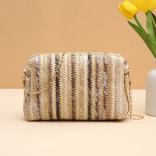 彩色草编包2024girl handbags编织相机包百搭女生斜挎包彩虹包包