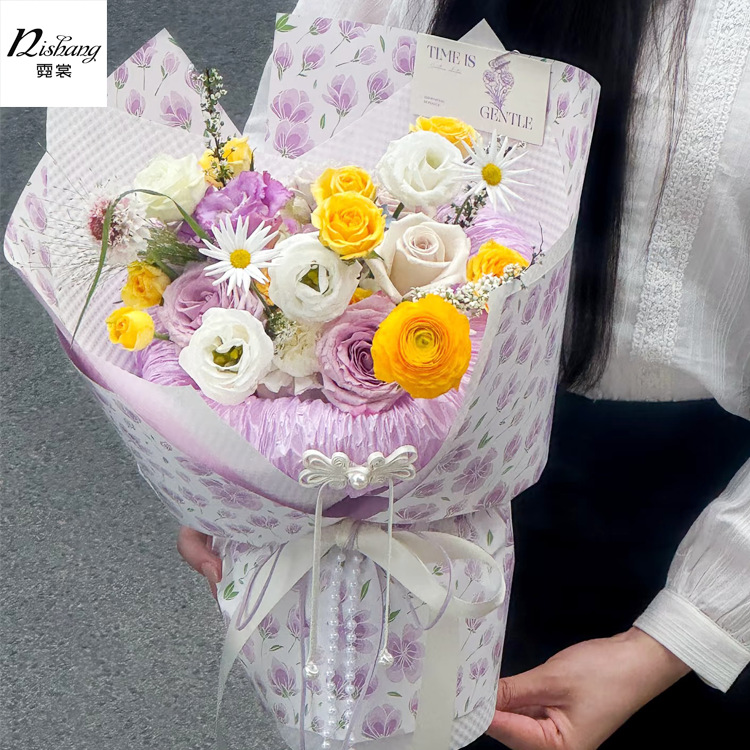 生日礼物玉兰馨花卉包花纸 加厚防水哑光膜鲜花包装纸手工DIY材料