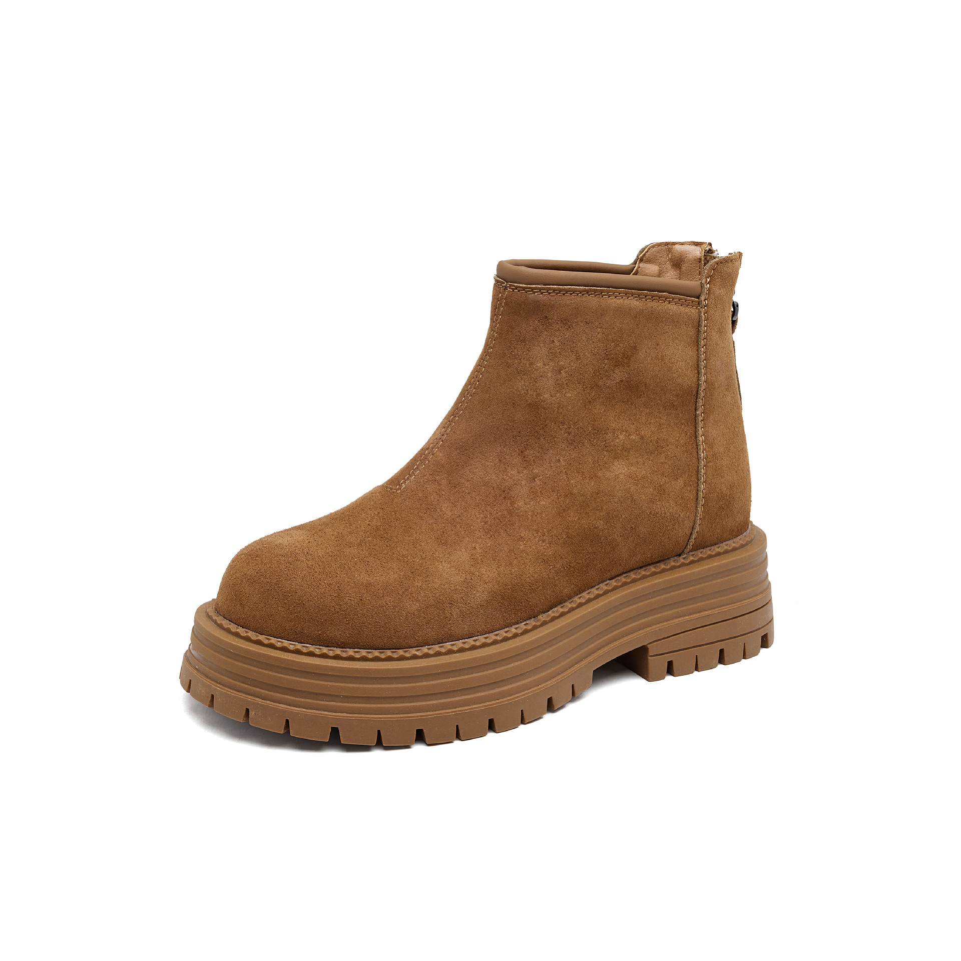 Women's Retro Suede Boots With Warm Fleece Lining And Thick Sole_voghion.com