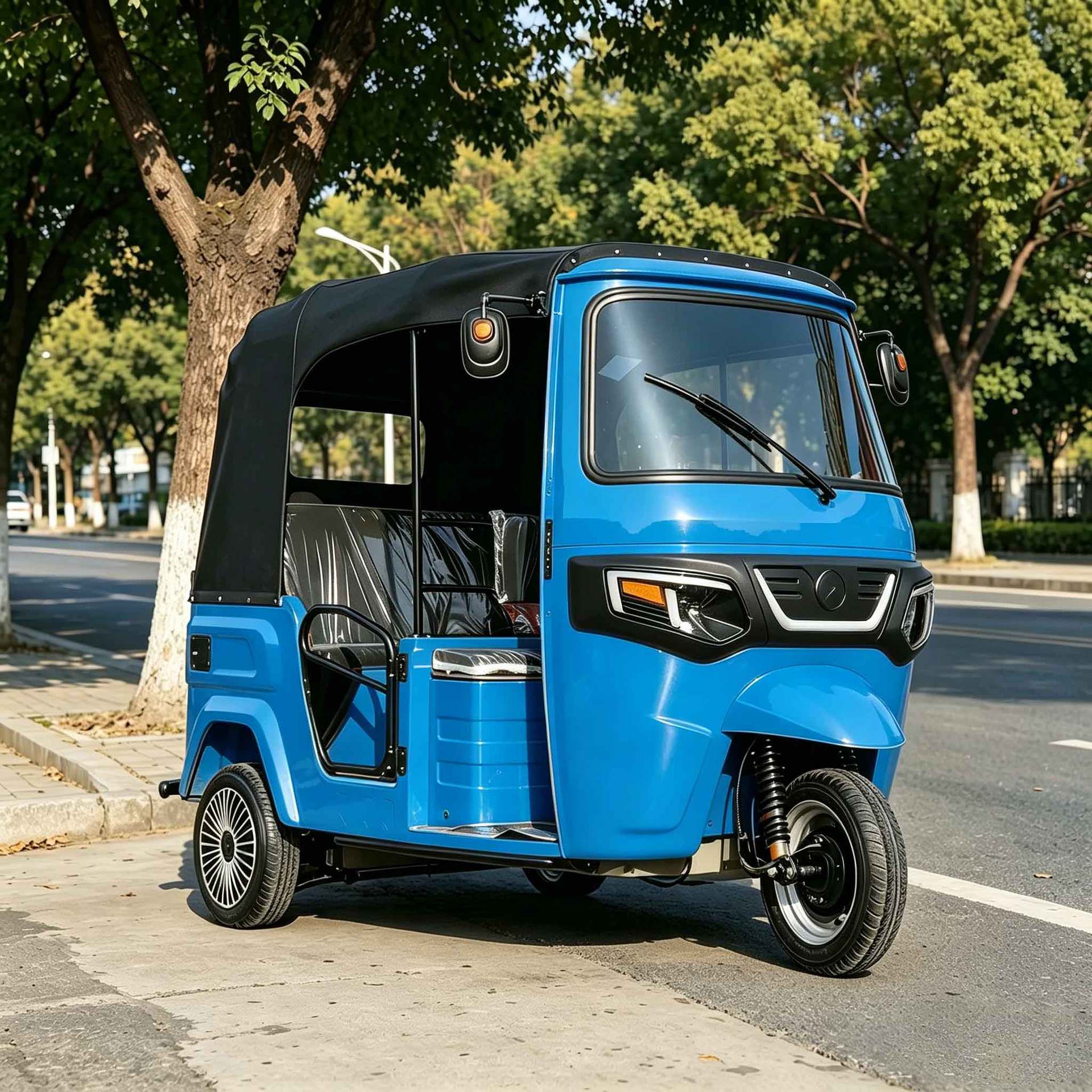 Fuel-Powered Three-Wheeled Blue Durable Model for Export to Africa and Southeast Asia Passenger Vehicle
