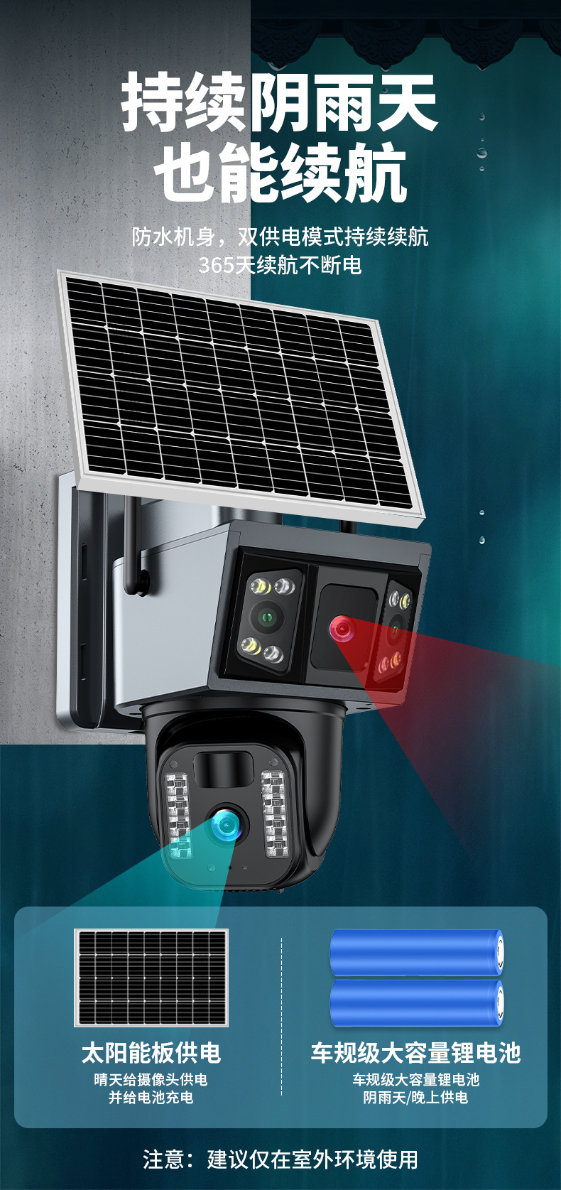 户外太阳能摄像头家用无网