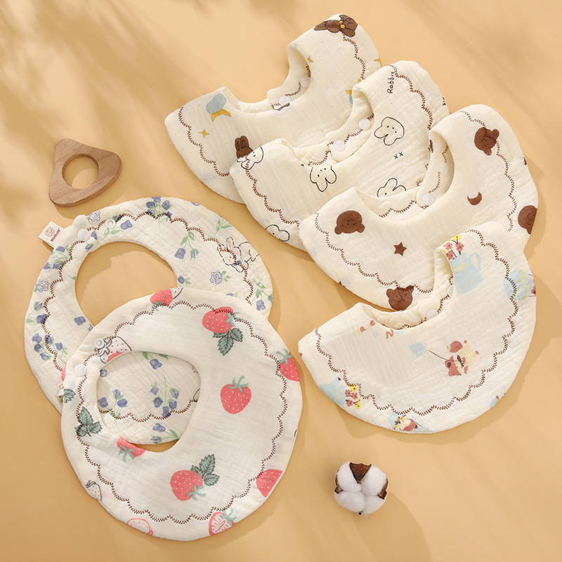 Wholesale Pure Cotton Baby Bibs, Cotton Gauze Children's Bibs, Six-Layer Gauze Anti-Vomiting Newborn Saliva Towels