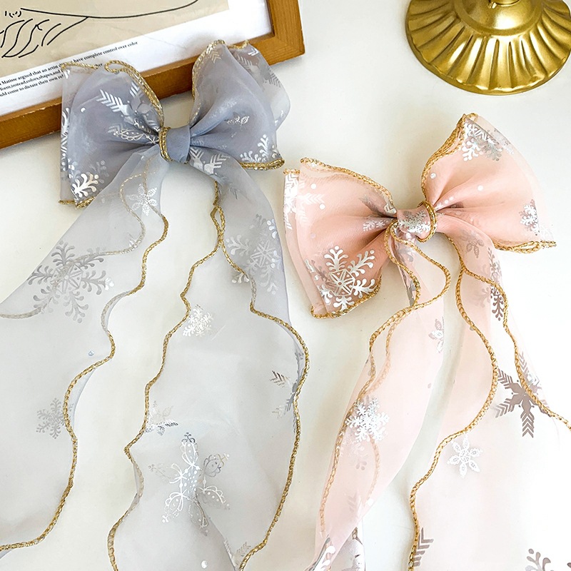 雪花蝴蝶结飘带发夹