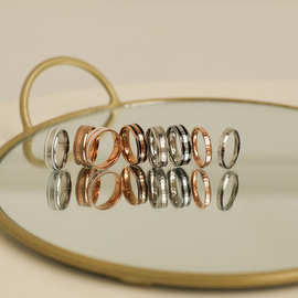 日韩dw戒指时尚爆款情侣对戒18k玫瑰金素圈简约不锈钢指环潮饰品