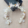 Woven headband for bride from pearl handmade, golden children's hair accessory, flowered