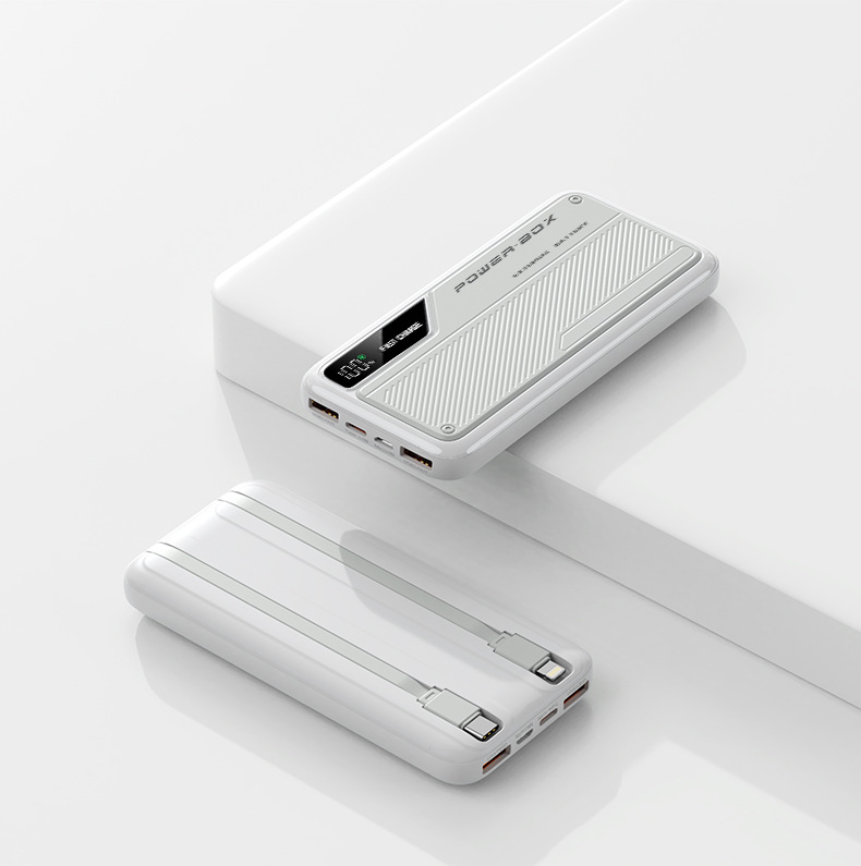 Toplu Satış Taşınabilir Şarj Cihazı 20000mAh Süper Hızlı Şarj Yerleşik Kablolu Powerbank Hediye Logo Baskılı