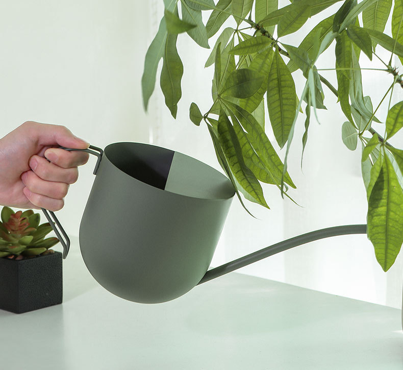 Regadera de acero inoxidable con cuello largo para jardinería_voghion.com