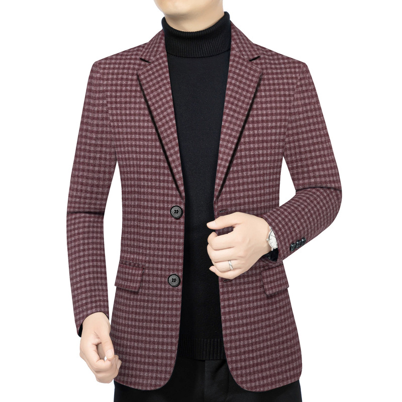 Men's plaid blazer, 2026 autumn/winter new collection, business casual single-breasted suit, wrinkle-resistant, stylish for middle-aged men