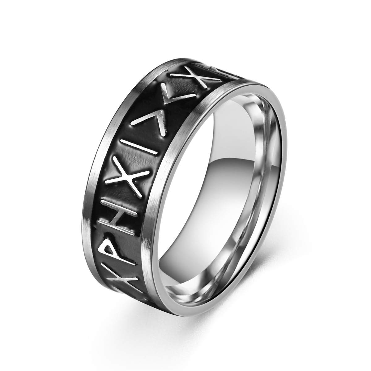10g Weight Rings Classification 12, 7 Ring Size 1 Piece Quantity Daily, Street Occasion 304 Stainless Steel Material Letter Pattern All Seasons Season Men's Gender Retro, Punk Style Retro Punk Letter 304 Stainless Steel Men's Rings Punk Rings 2